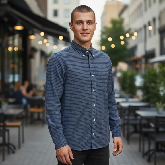Jack Spade Navy Striped Button Down Shirt - Picture 1 of 9